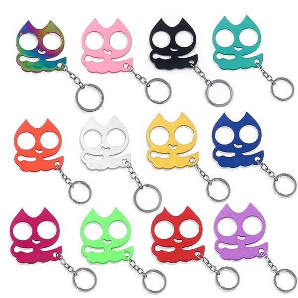 Keychains d'autodéfense Nouveau visage de chat multifonctionnel Femelle Chain Key Chain Outdoor Small Tool Finger Bottle Opender Course