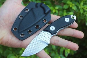 Autodéfense Petit Couteau à Lame Fixe Droite Damas Lame Noir G10 Poignée Sauvetage Tactique Poche Chasse EDC Survie Outil Couteaux 06596