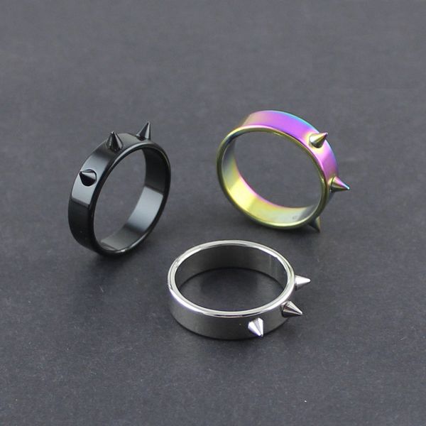 Anillos de banda de acero inoxidable de autodefensa, anillo de joyería de espina para hombres y mujeres para hombres y mujeres, estilo gótico Punk