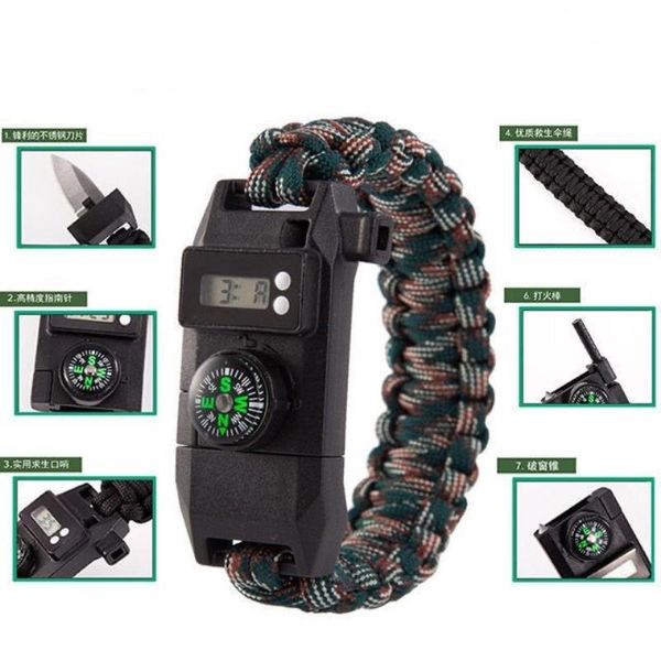Self Defense Tactical Paracord Bracelet 7Core Umbrella Rope Army Camouflage Parachute Cord Emergency Survival EDC tool outdoor camp bracelet