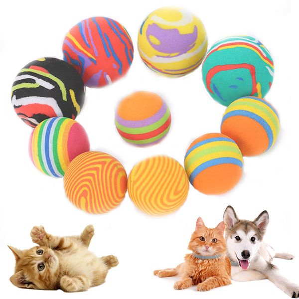 Jouet pour chat auto-excité balle balle en mousse jouet pour animaux de compagnie chat boule multicolore couleur aléatoire