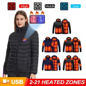 Zelfverwarmde jas Heren Dames Koudbestendige winterjas Skiën USB-verwarmde kleding Wandelvesten Jassen 2-21 gebieden S-6XL Gewassen 240202