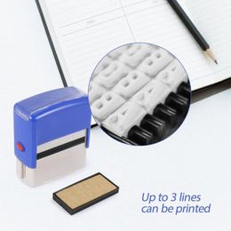 Zelf inkt postzegelset Aangepast Personaliseer DIY Bedrijfsnaam Nummer Adres Afdrukken Rubber met pincet Kit Blue