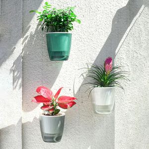 Zelfwater gevende, hangende bloempotten, aan de muur gemonteerde kunststof potplanten, creatieve hangende plantenbakken, bloempot, wanddecoratie 240320