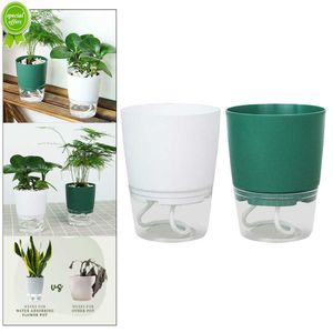 Zelfwater gevende plantenpot Transparante plastic bloempot Dubbellaags automatische zuignap Luie ingemaakte Afrikaanse violette potten