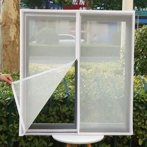 Pantalla de ventana de antimosquito de mosquito de cremallera de cremallera autoadhesiva se puede personalizar las cortinas de mosquitera pura 240416