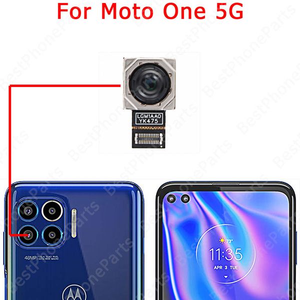 Vue à dos de selfie Face à la grande caméra arrière pour Motorola Moto One 5G Ace Module de caméra Front Réparation de rechange Pièces de rechange Câble flexible