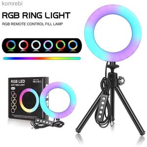 Selfie Lights 15 kleuren 3 modellen 6 inch RGB LED-ringlicht Selfie Video-ringlamp met statief USB-stekker voor YouTube Live make-upfotografieL240116