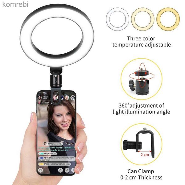 Luces para selfies Luz de vídeo LED de 16 cm con soporte Lámpara de anillo para selfies para teléfono iPad Laptop PC Webcam Transmisión en vivo Conferencia Ringlight para YouTubeL240116