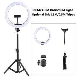 Selfie Lights 33CM 26CM LED Selfie Ring Light Pography Lights Warm Cold Lamp Avec Trépied 2m 1.6m Dimmable USB Ringlight Pour TikTok 230518