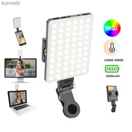 Luces para selfies 360 a todo color LED Luz para selfies Clip en teléfono Tableta portátil 3 modos 2500K-9000K Luz de relleno para selfie Maquillaje VideoconferenciaL240116