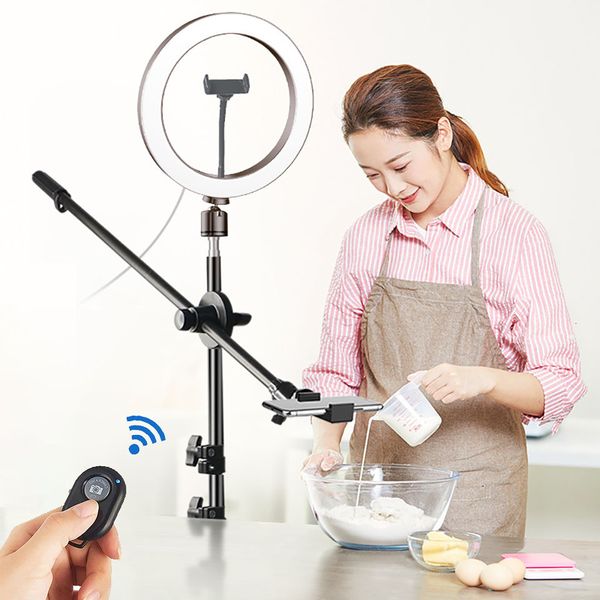 Selfie Lights Pography Led Video Ring Light Circle Fill Lighting Camera Po Studio Phone Selfie Lamp con trípode Stand Boom Arm 230518