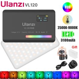 Selfie Lights Ulanzi VL120 RGB LED Videocamera Full Color Oplaadbaar 3100 mAh Dimmable 2500 9000K Paneel P O Studio Lamp 230114