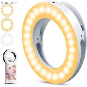 Selfie Lights Mise à niveau 3200K-6500K LED Clip Ring Light 40 LED Lampe Selfie Fill Lights pour iPhone Andriod Téléphone portable USB Charge Enhancing LampL240116