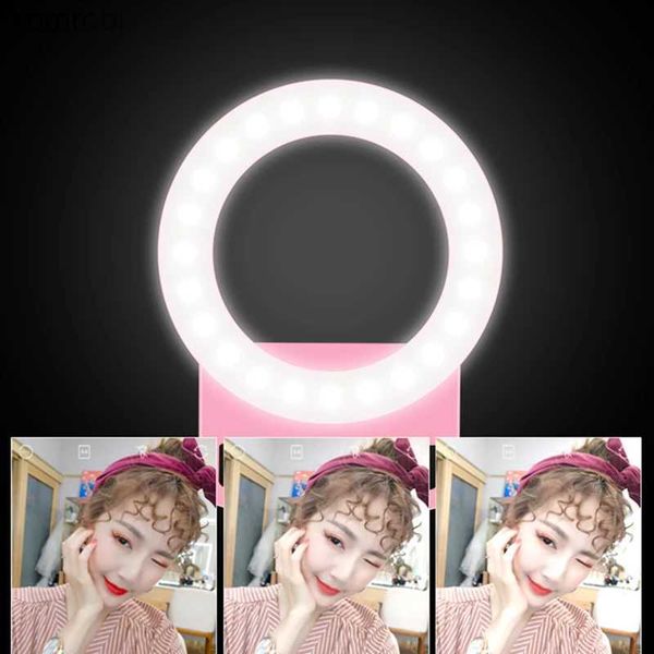 Selfie Lights USB rechargeable LED Selfie lumière téléphone pince lampe de poche 3 Modes foudre pour iPhone Samsung Huawei photographie LampL240116
