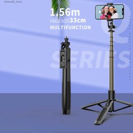 Selfie Monopods 1,56 M multi-fonctionnel Bluetooth Selfie Stick pliable trépied en direct pour iPhone Samsung GoPro Insta360 avec télécommande Q231110