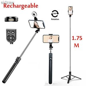 Selfie monopodes 1,75 m à longue distance Bluetooth Stick sans fil Stick Broadcast Streaming Stand Tripod Roldable Fill Light adapté aux smartphones WX