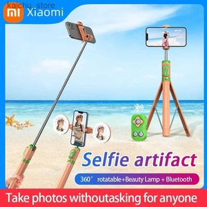 Selfie monopods 1.7m selfie stick statief 360 graden rotatie selfie bluetooth afstandsbediening dubbele led schoonheid licht selfie apparaat y240418