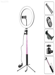 Selfie Monopods 10 inch 26 CM Dimbare LED Studio Camera Ringlicht Po Telefoon Videolamp Lamp Met Statieven Selfie Stick Ringlicht Telefoonhouder5415407 L230913