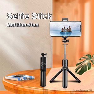 Selfie Monopods 2023 NIEUWE Draadloze Selfie Stick Bluetooth Mini Statief Uitschuifbare Monopod Met Afstandsbediening sluiter Voor IOS Android Smart phone Camera R230713