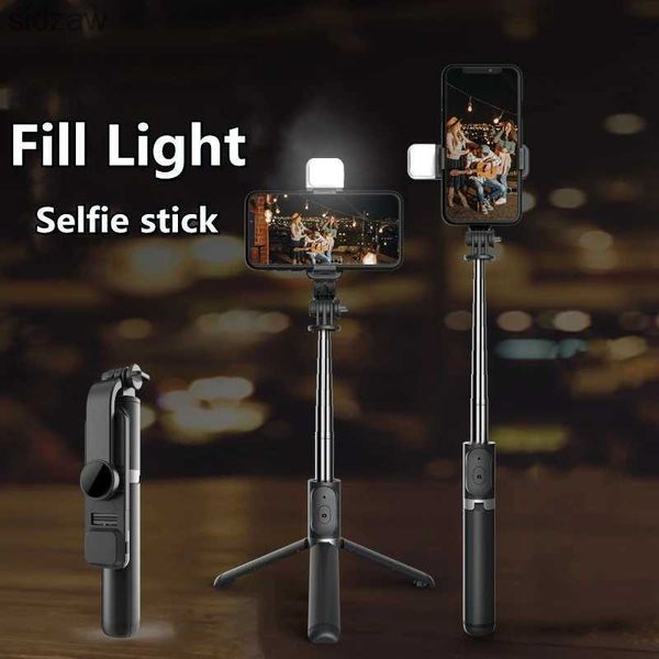 Selfie Monopods 2024 Q02 Sticker Sticker Sticker Utilisé pour Twitter Wireless Bluetooth Selfie Trépied avec remplissage de télécommande Light Control Caméra Smartphone WX