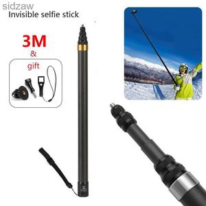 Selfie monopodes 300 cm Fibre de carbone Stick Selfie invisible adapté à Insta360 x3 One X2 RS 11 Hero 10 DJI Action 3 2 Accessoires téléphoniques de l'appareil photo wx