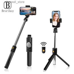 Selfie Monopods 3in1 Bluetooth sans fil Selfie Stick Mini trépied pliable avec télécommande d'obturation de lumière de remplissage pour IOS Android iPhone 11 XS XR Q231110