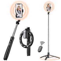 Selfie Monopods 8 "Selfie Ring Light avec 66" Extensible Trépied Support de Téléphone Portable Débranché Dimmable LED Ringlight 230324