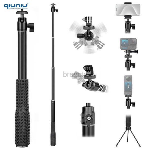 Selfie Monopods Poste extensible de aluminio 360 Rotación Cabeza de bola Selfie Stick Trípode Monopod para 12 11 10 9 DJI Osmo Action Insta360 SKASO 24329