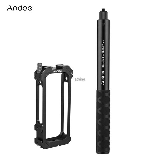 Monopodes à selfie Andoer Caméra de sport Invisible Selfie Stick Caméra Kit de cage vidéo pour Insta360 X3 28 cm-110 cm Longueur réglable Accessoires Vlog YQ240110