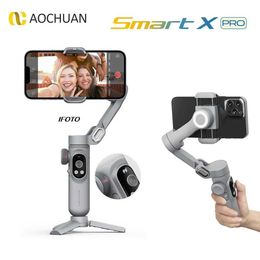 Selfie monopods aochuan smart x pro 3-as universele joint stabilisator opvouwbare selfie stick handheld stabilisator d240522