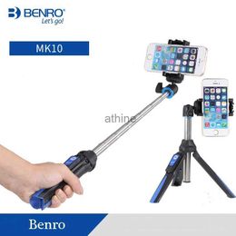 Selfie Monopods Benro mk10 trépied portable pour téléphone portable Bluetooth Selfie Stick avec télécommande bâton de téléphone pour Android YQ240110