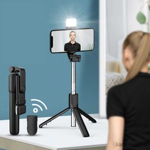 Selfie Monopods Bluetooth Draadloze Selfie Stick Ministatief Uitschuifbaar met invullicht Externe sluiter Voor IOS Android-telefoon Live-uitzending R230713