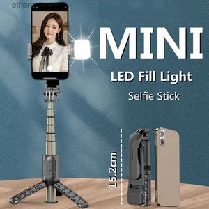 Selfie Monopods COOL DIER 152mm Mini bâton de selfie sans fil bluetooth selfie trépied pliable avec télécommande d'obturation de lumière de remplissage pour IOS Android Q231110