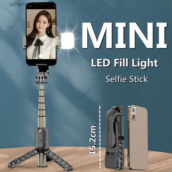 Selfie Monopods COOL DIER 152 mm Mini palo selfie inalámbrico bluetooth selfie trípode plegable con obturador de luz de relleno remoto para IOS Android Q231110