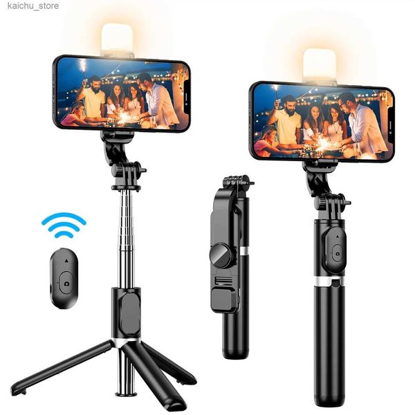 Selfie Monopods Cool Dier Portable Extendable Selfie Stick with Wireless Remote Control Téléphone Tripod Holder 360 Rotation compatible avec iPhone Y240418