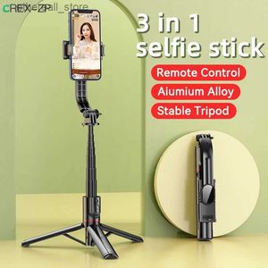 Selfie Monopods CREX-ZP L12 pliable sans fil Bluetooth téléphone Selfie bâton trépied avec obturateur à distance lumière de remplissage en alliage d'aluminium Selfie bâton Q231110