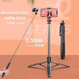 Selfie Monopods FANGTUOSI 158 cm grand Bluetooth Selfie bâton trépied pliable monopode avec lumière de remplissage pour caméras d'action Gopro Smartphones Selfie Q231110