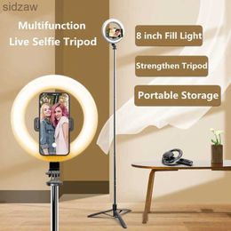 Selfie Monopods Fangtuosi 2021 Nouveau trépied Selfie Stick Stick Compatible Stick compatible sans fil avec une lumière photo à LED de 8 pouces pour la vidéo mobile en direct WX