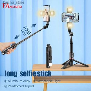 Selfie monopodes fangtuosi pliable sans fil bluetooth selfie stick trépied avec obturateur Bluetooth remplissage léger en aluminium ALLIAGE SELTIE STCK 2024 NOUVEAU Y4GS5