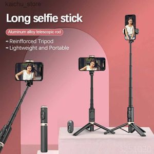 Selfie monopods fgclsy 2022 Nieuwe Bluetooth draadloze mini selfie stick met vullicht 360 graden roterende aluminium live uitzending Stand Tripod Y240418