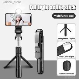 Selfie monopodes fgclSy New Bluetooth Wireless Selfie Stick 360 degrés Trépied avec téléphone mobile léger Stand de diffusion en direct Y240418