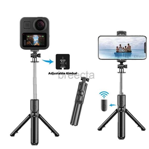 Selfie Monopods FGCLSY Bluetooth inalámbrico Selfie Stick Mini trípode portátil con obturador remoto Soporte de disparo para todos los teléfonos inteligentes Cámara deportiva 24329