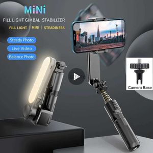 Selfie Monopods Stabilisateur de cardan Selfie Stick avec trépied lumière LED pour téléphone mobile Action caméra support de cellule support Smartphone monopode Tripes YQ240110