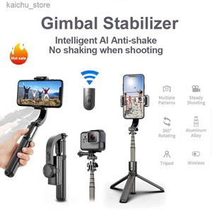 Selfie monopodes stabilisateur de cardan à la main pour le smartphone 1 axe avec selfie stick trépied stand wireless bluetooth Remote pour iPhone Android y240418