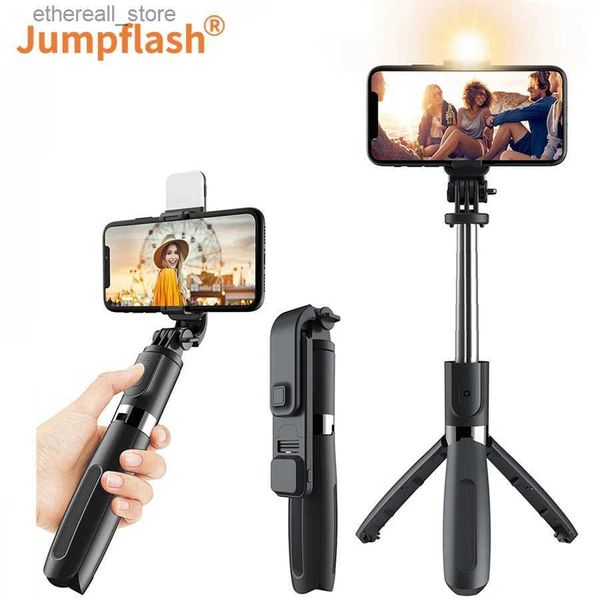 Selfie Monopods Jumpflash 3 en 1 Bluetooth inalámbrico Selfie Stick Trípode 102 cm Monopods plegables universal para iPhone Teléfono Trípode Q231110