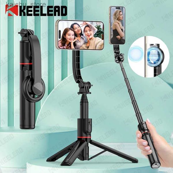 Selfie Monopods Keelead Magnetic Selfie Stick with Bluetooth Remote Magsafe Phone Tripod Stand pour iPhone 14 13 12 Pro Max Tirtical Suiting Y240418