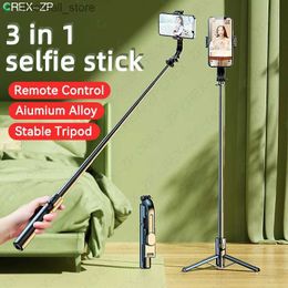 Selfie Monopods L12 téléphone portable Selfie bâton pliable sans fil trépied Bluetooth avec obturateur à distance remplir la lumière en alliage d'aluminium Selfie Stick Q231110