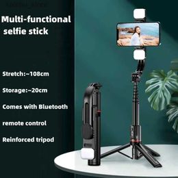 Selfie Monopods L13D Bluetooth Selfie Stick 1160mm Extended Version Draadloze Smart Selfie Stick Tripod Telefoonhouder voor Android iOS Y240418