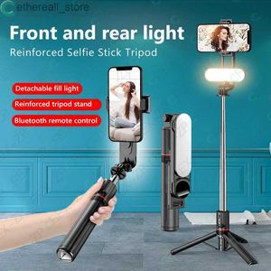 Selfie Monopods L15 Selfie Stick Pliable avec Lumière de Remplissage Obturateur à Distance sans Fil Mini Trépied Photo Live Bluetooth pour Smartphones IOS Android Q231109